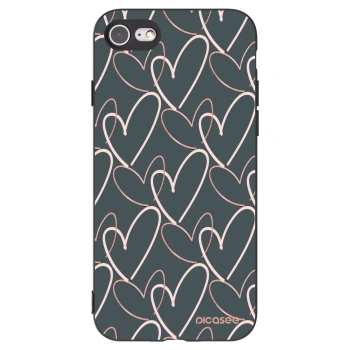 Picasee silikonowe czarne etui na Apple iPhone 7 - Lots of love