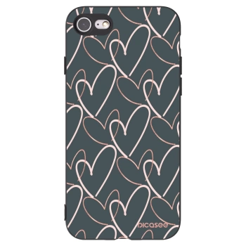 Picasee silikonowe czarne etui na Apple iPhone 8 - Lots of love