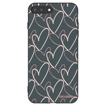 Picasee silikonowe czarne etui na Apple iPhone 7 Plus - Lots of love