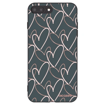 Picasee silikonowe czarne etui na Apple iPhone 8 Plus - Lots of love
