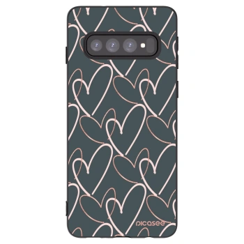 Picasee silikonowe czarne etui na Samsung Galaxy S10 G973 - Lots of love