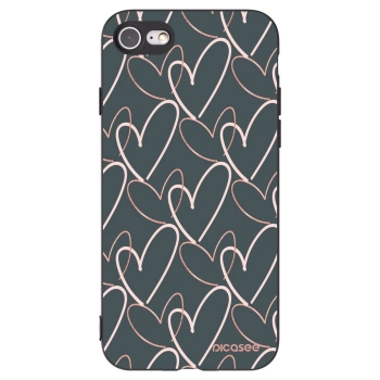 Picasee silikonowe czarne etui na Apple iPhone SE 2020 - Lots of love