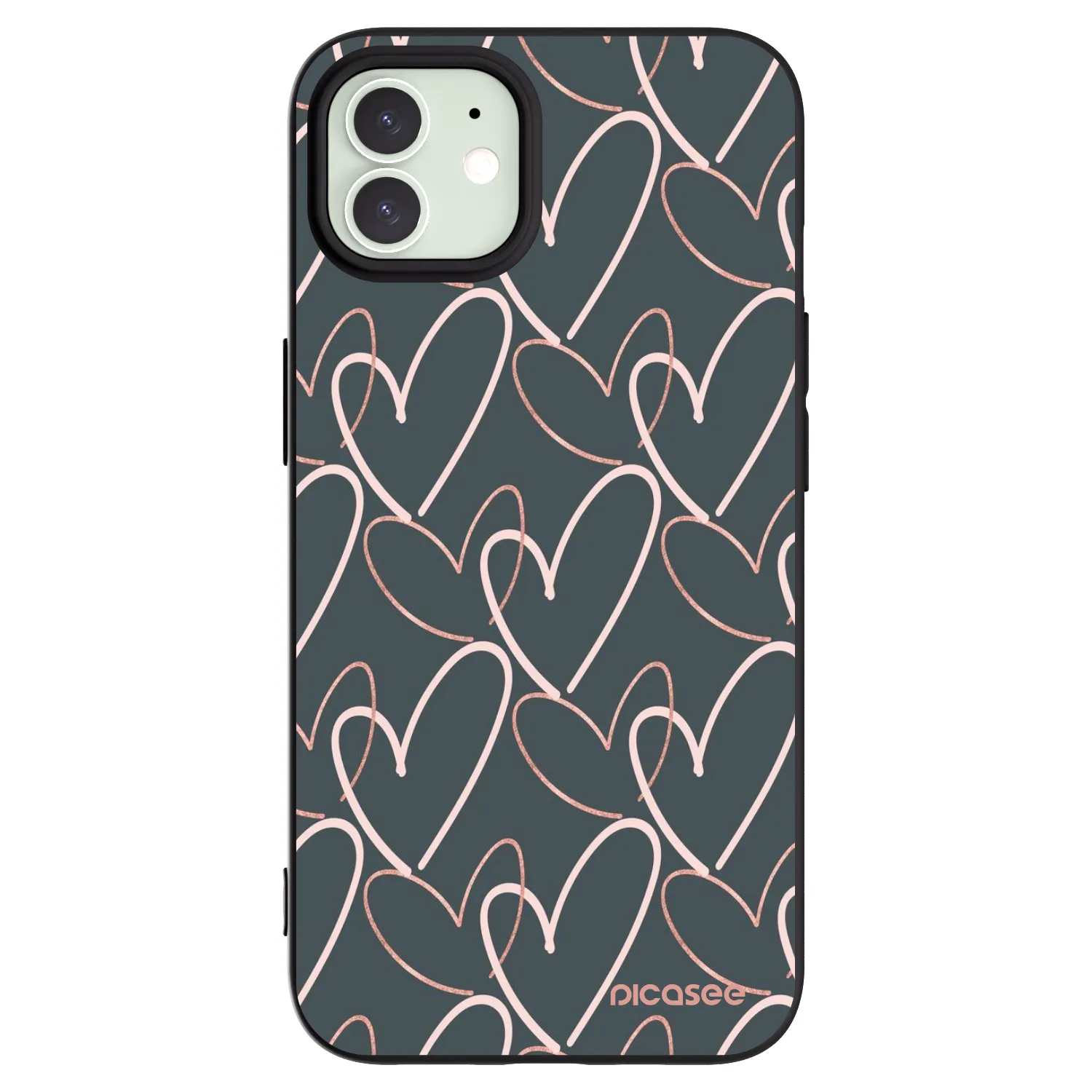 Picasee silikonowe czarne etui na Apple iPhone 12 - Lots of love