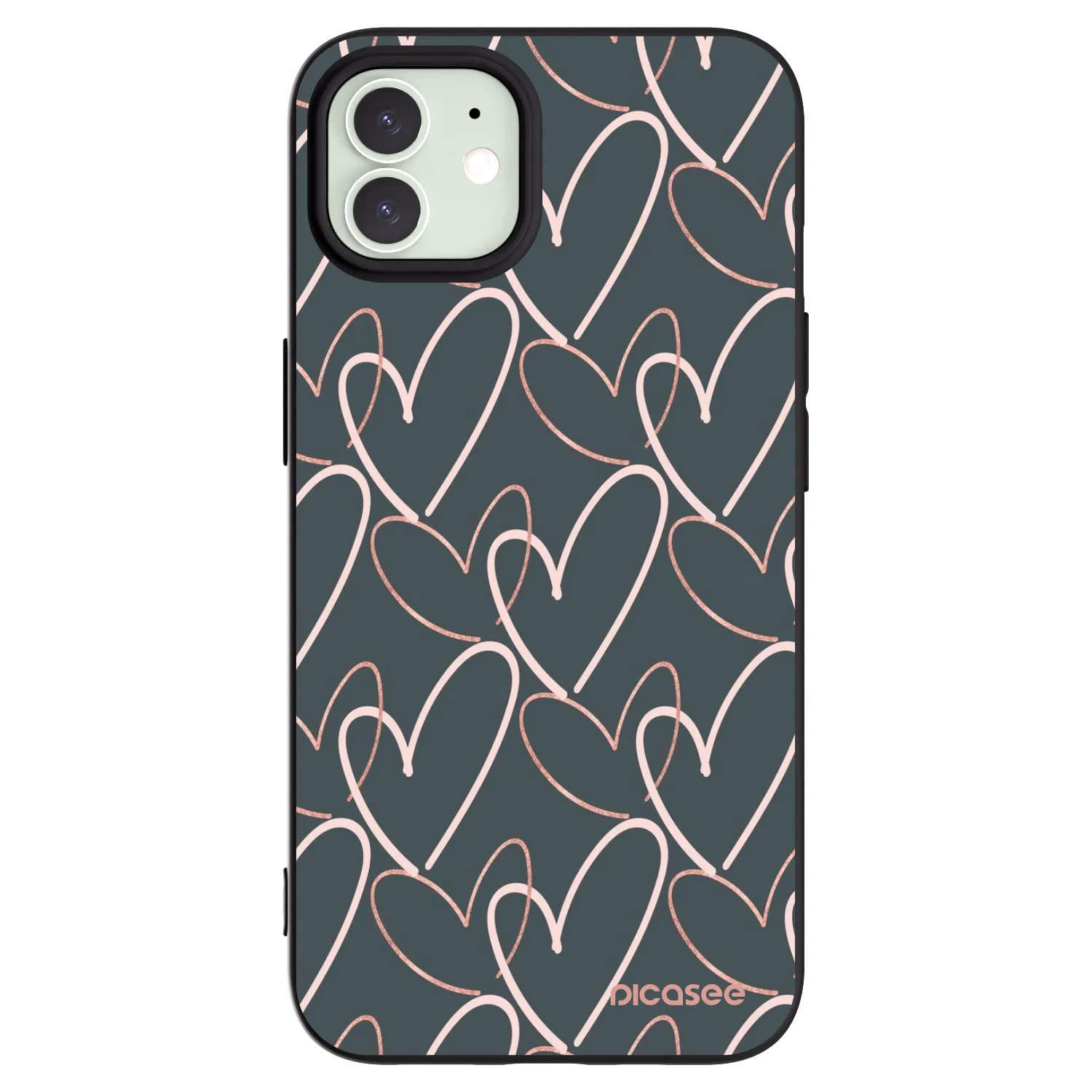 Picasee silikonowe czarne etui na Apple iPhone 12 Pro - Lots of love