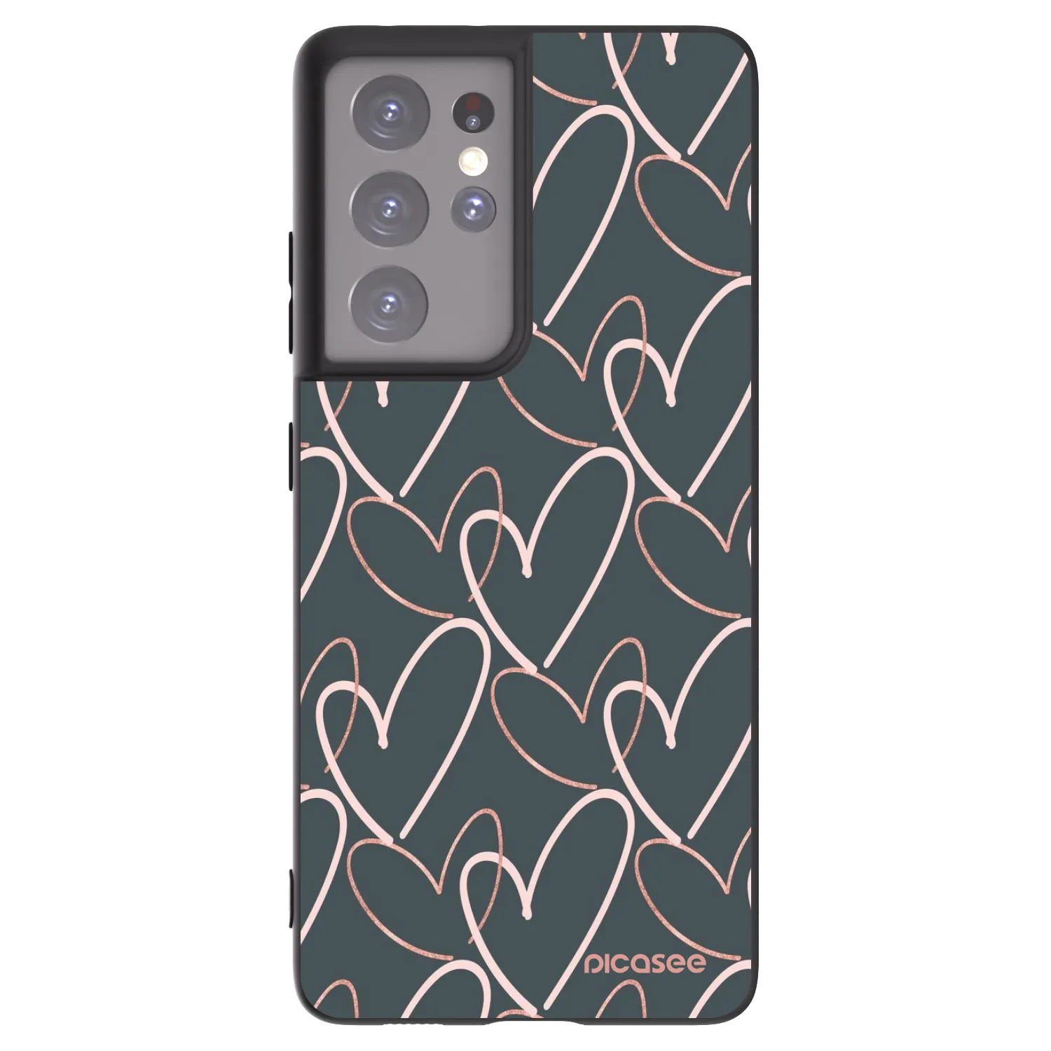 Picasee silikonowe czarne etui na Samsung Galaxy S21 Ultra 5G G998B - Lots of love