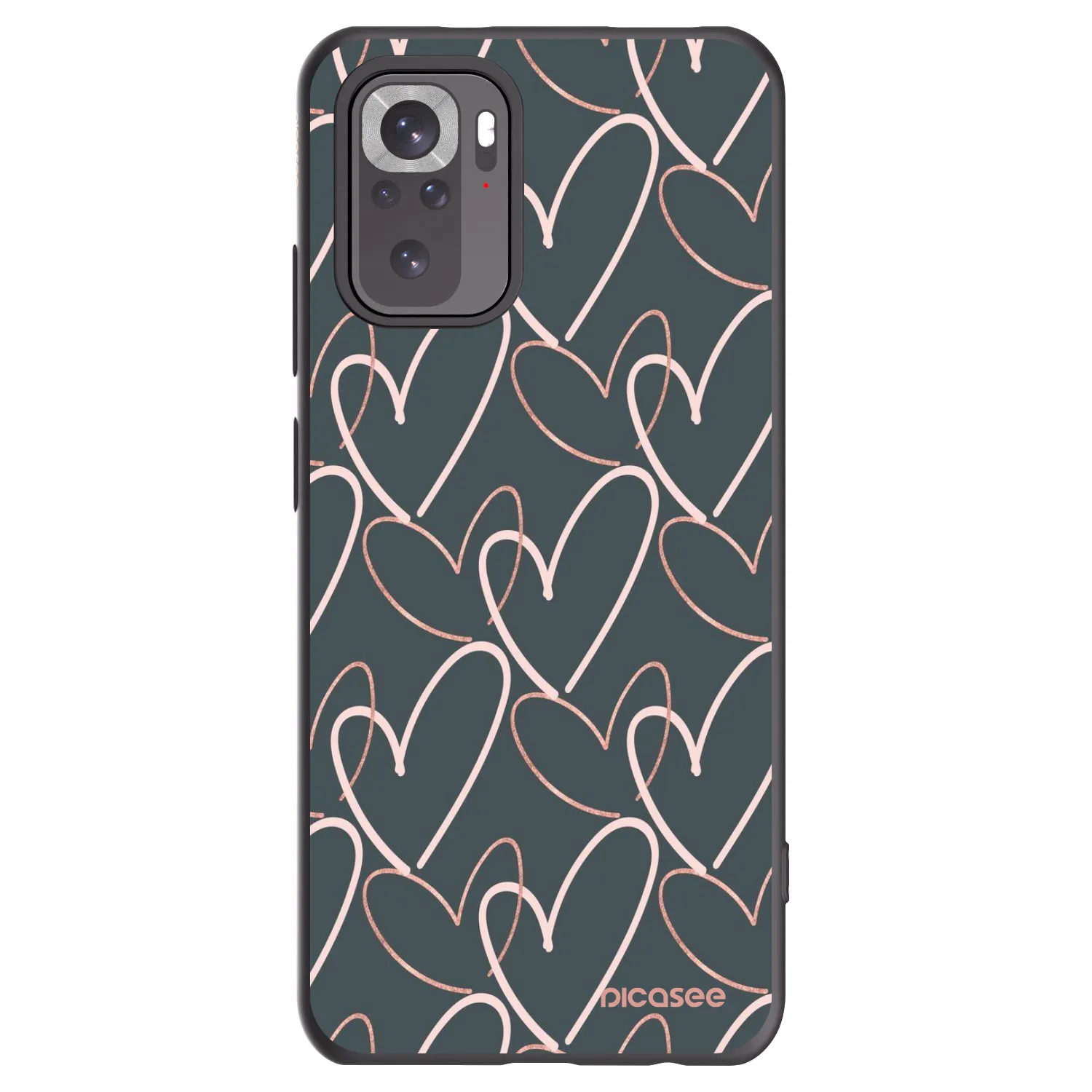 Picasee silikonowe czarne etui na Xiaomi Redmi Note 10 - Lots of love