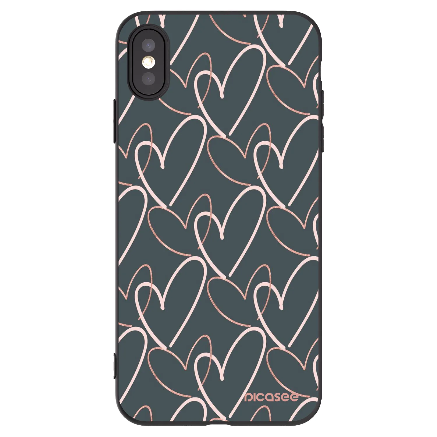 Picasee silikonowe czarne etui na Apple iPhone XS Max - Lots of love