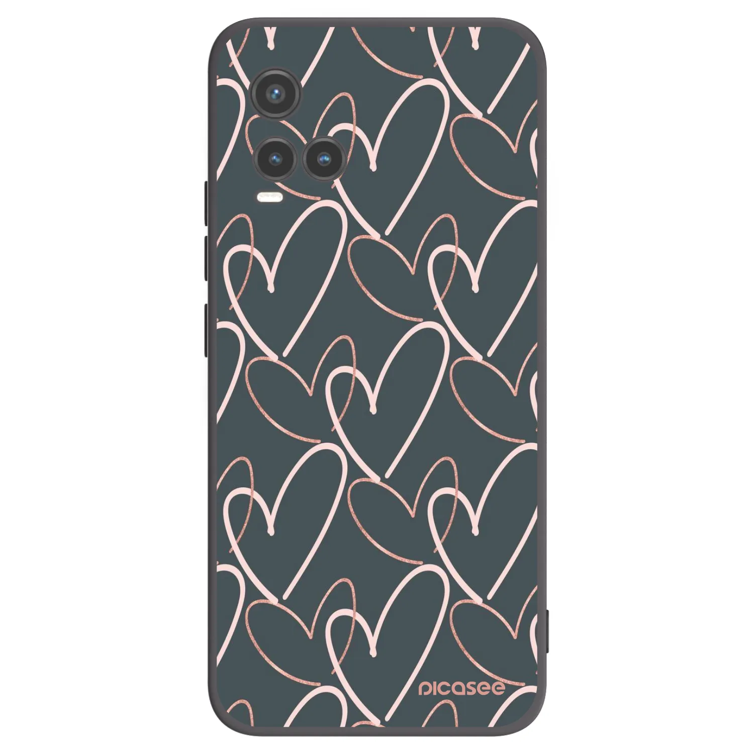 Picasee silikonowe czarne etui na Vivo Y33s - Lots of love