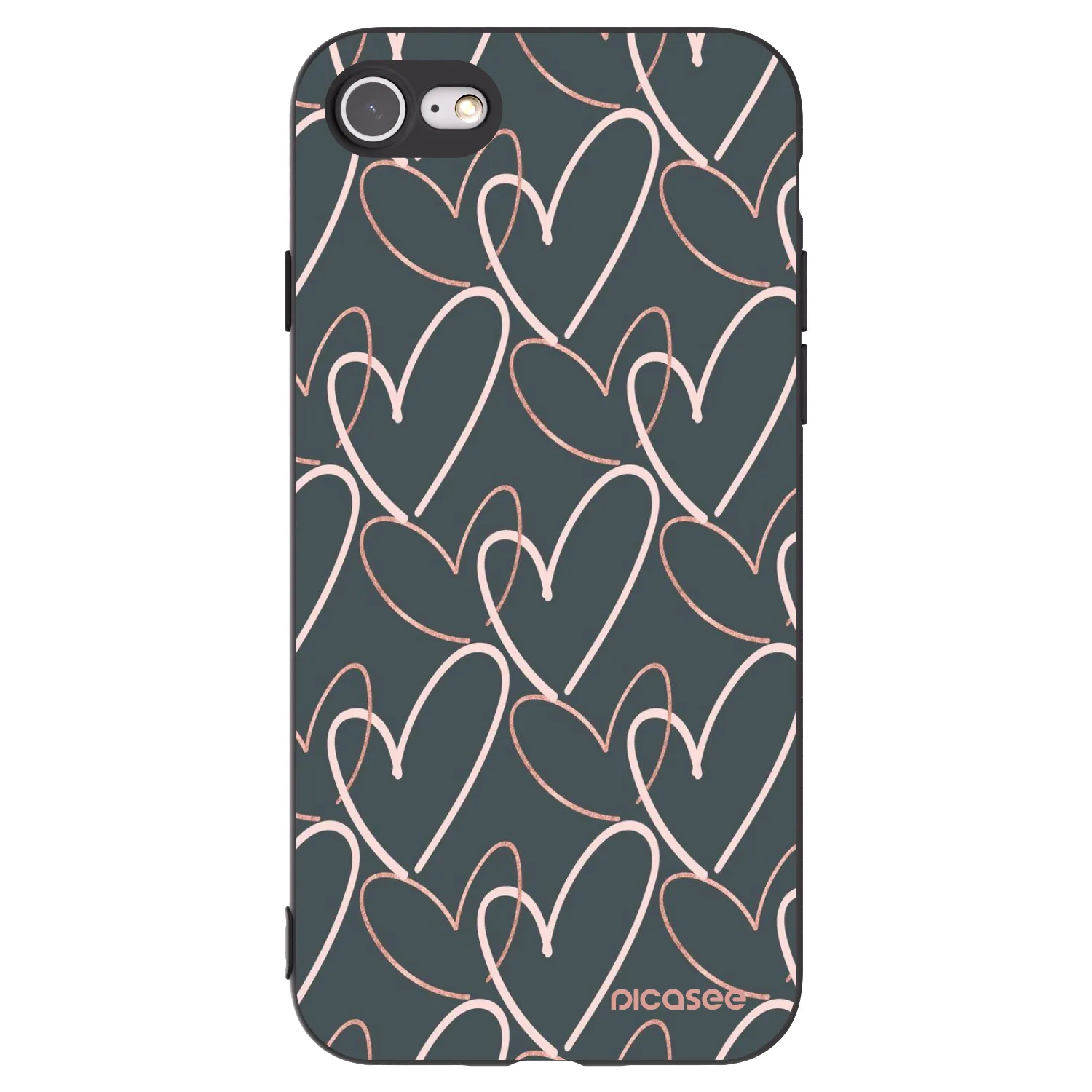 Picasee silikonowe czarne etui na Apple iPhone SE 2022 - Lots of love