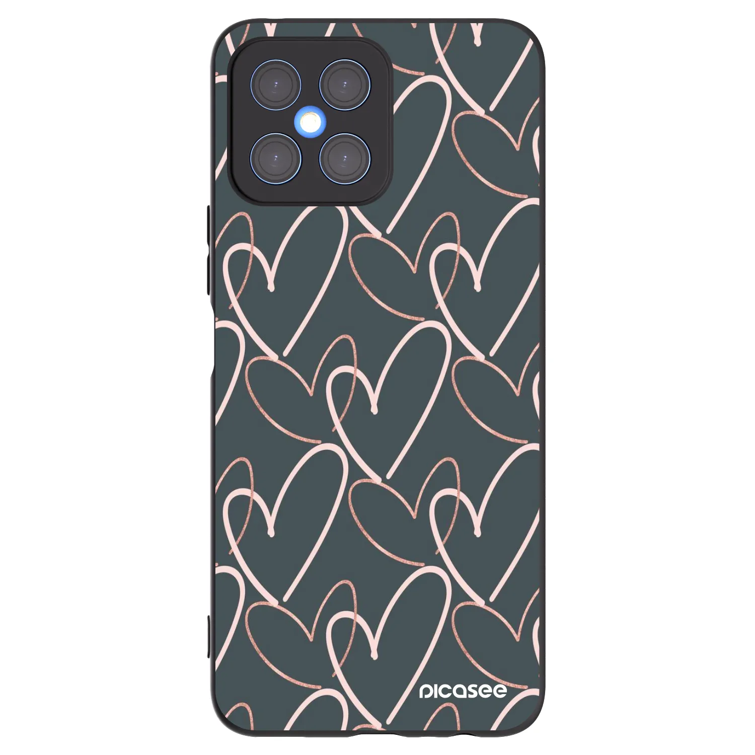 Picasee silikonowe czarne etui na Honor X8 4G - Lots of love