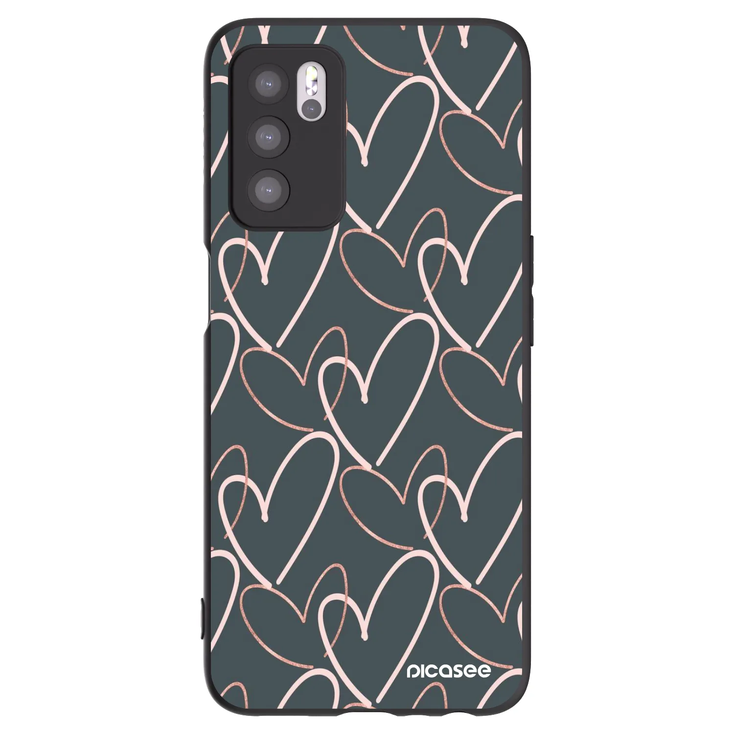 Picasee silikonowe czarne etui na OPPO A16 - Lots of love
