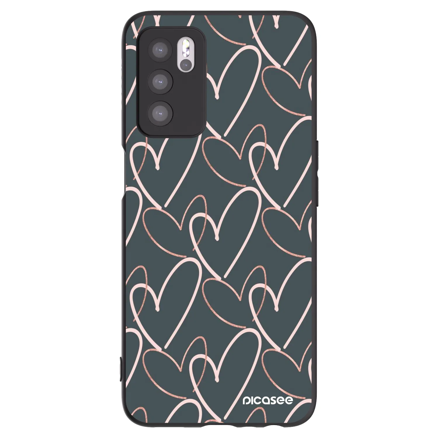 Picasee silikonowe czarne etui na OPPO A16s - Lots of love