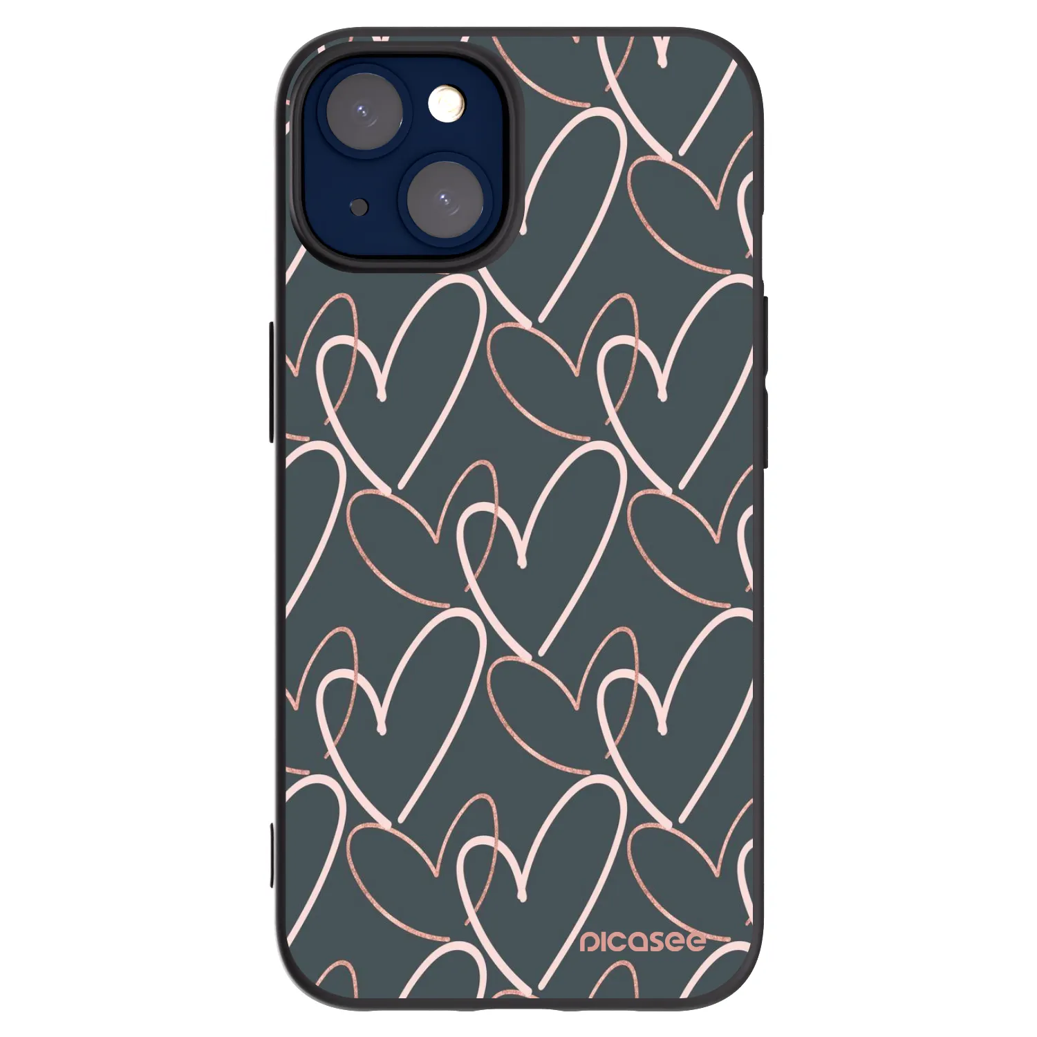 Picasee silikonowe czarne etui na Apple iPhone 14 - Lots of love