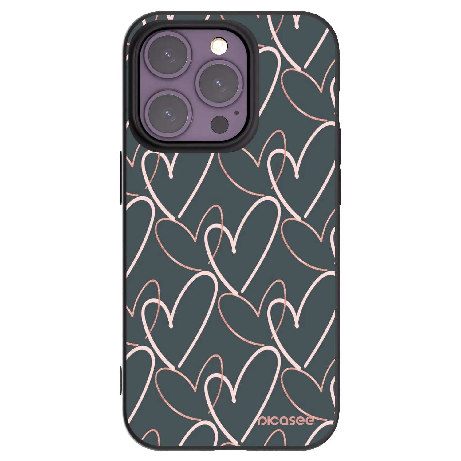 Picasee silikonowe czarne etui na Apple iPhone 14 Pro - Lots of love
