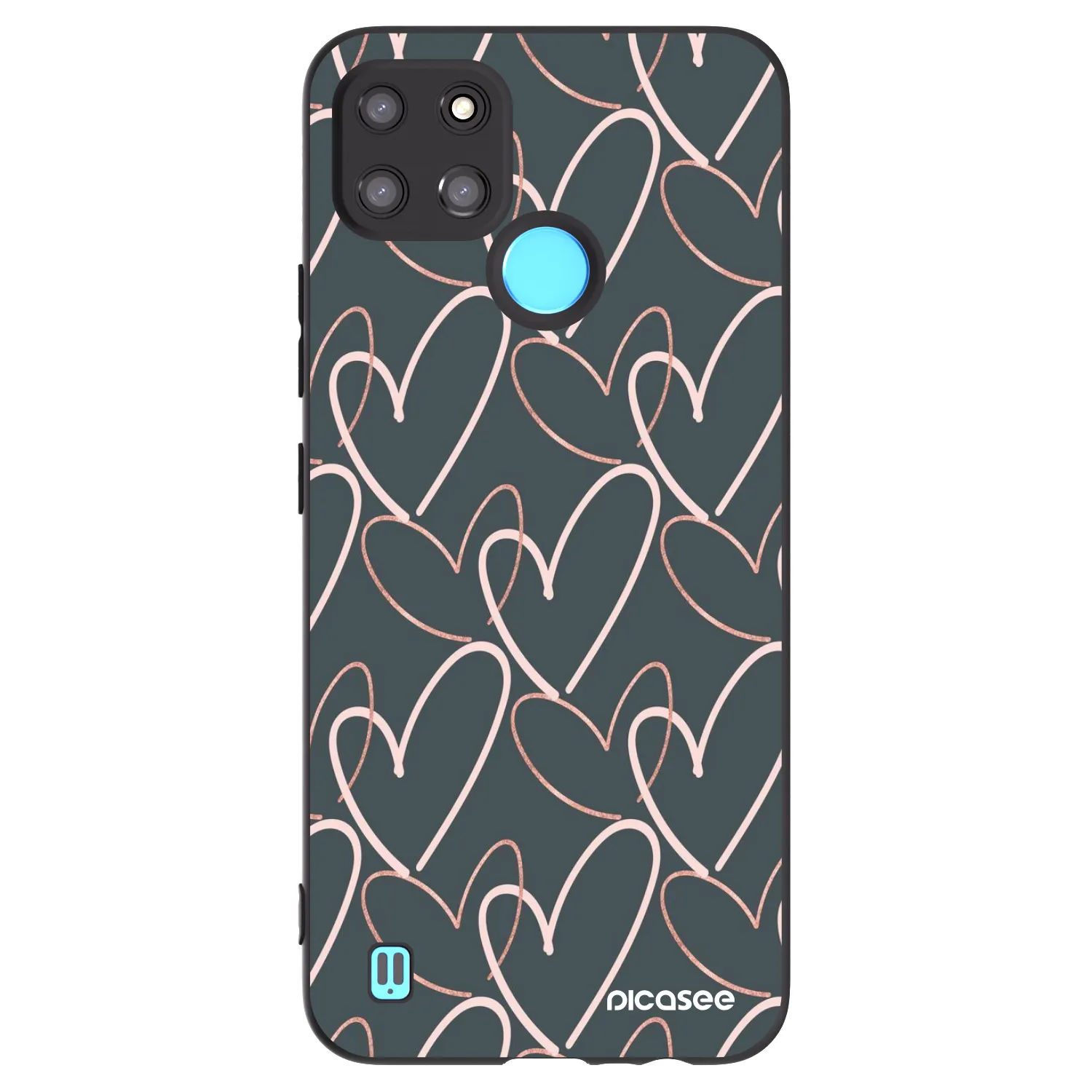 Picasee silikonowe czarne etui na Realme C21Y - Lots of love