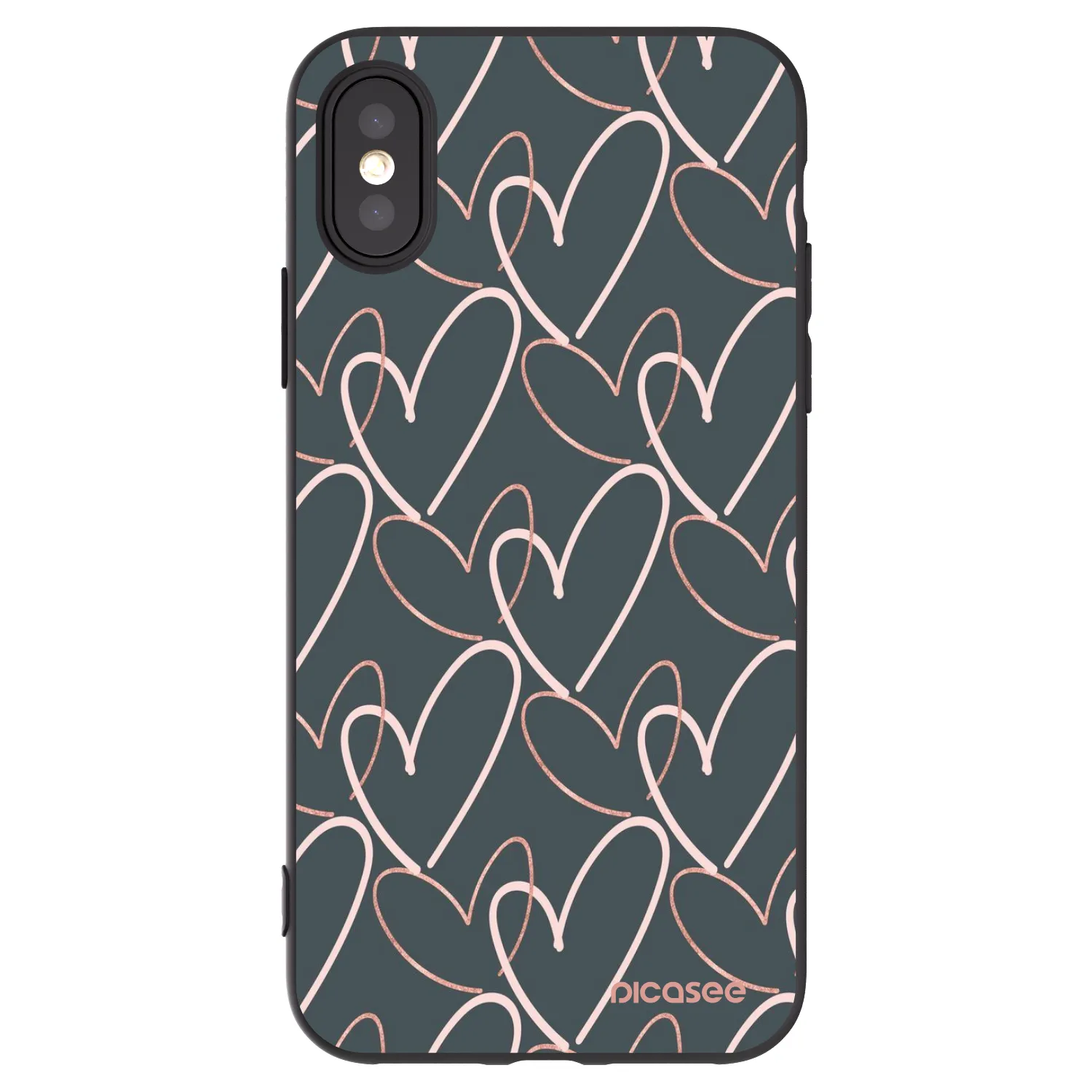 Picasee silikonowe czarne etui na Apple iPhone X/XS - Lots of love