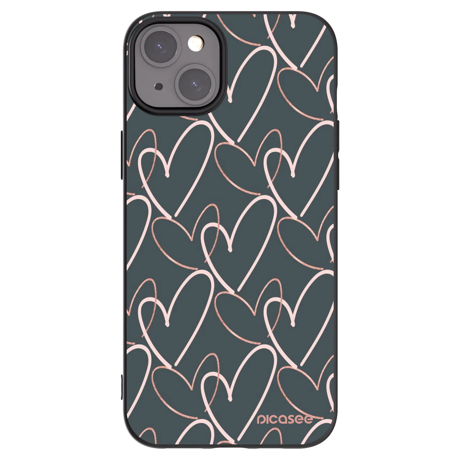Picasee silikonowe czarne etui na Apple iPhone 15 Plus - Lots of love