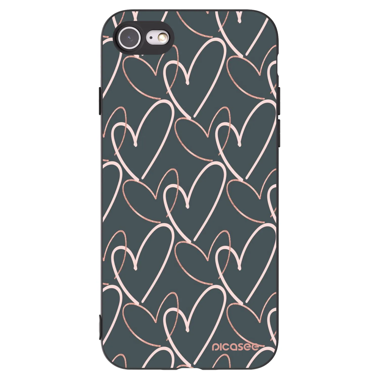 Picasee silikonowe czarne etui na Apple iPhone 7 - Lots of love