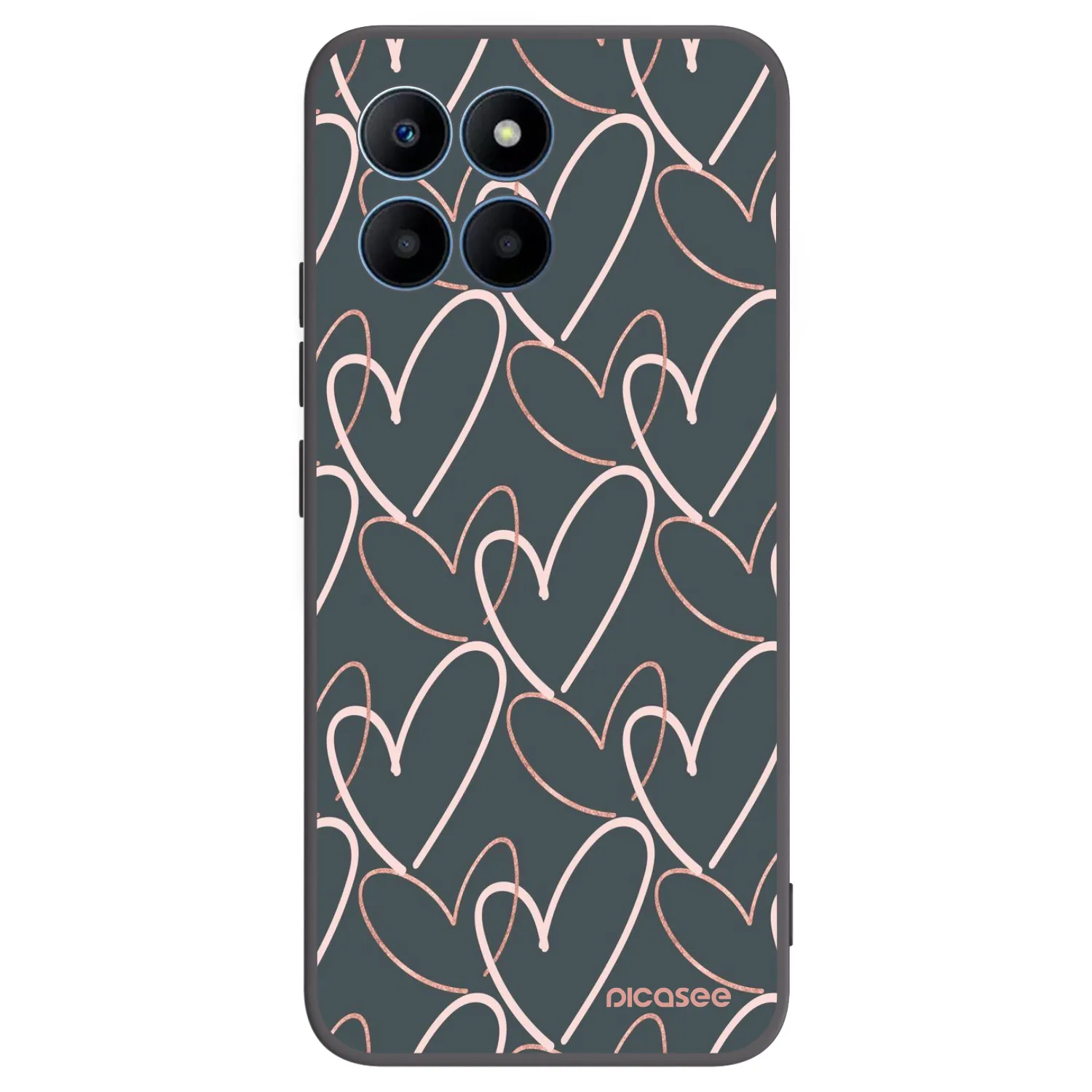 Picasee silikonowe czarne etui na Honor 70 Lite - Lots of love