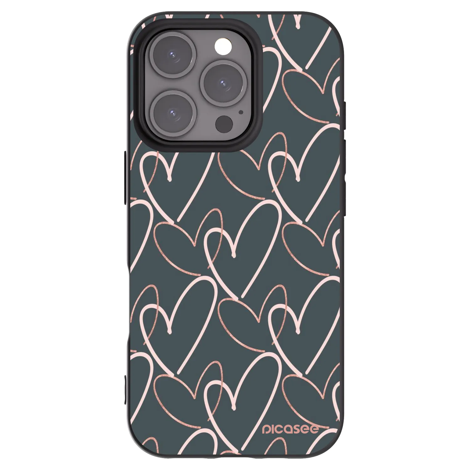 Picasee silikonowe czarne etui na Apple iPhone 16 Pro - Lots of love
