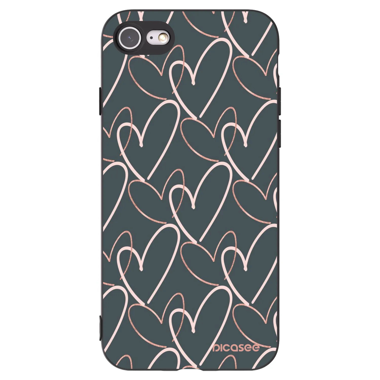 Picasee silikonowe czarne etui na Apple iPhone 8 - Lots of love