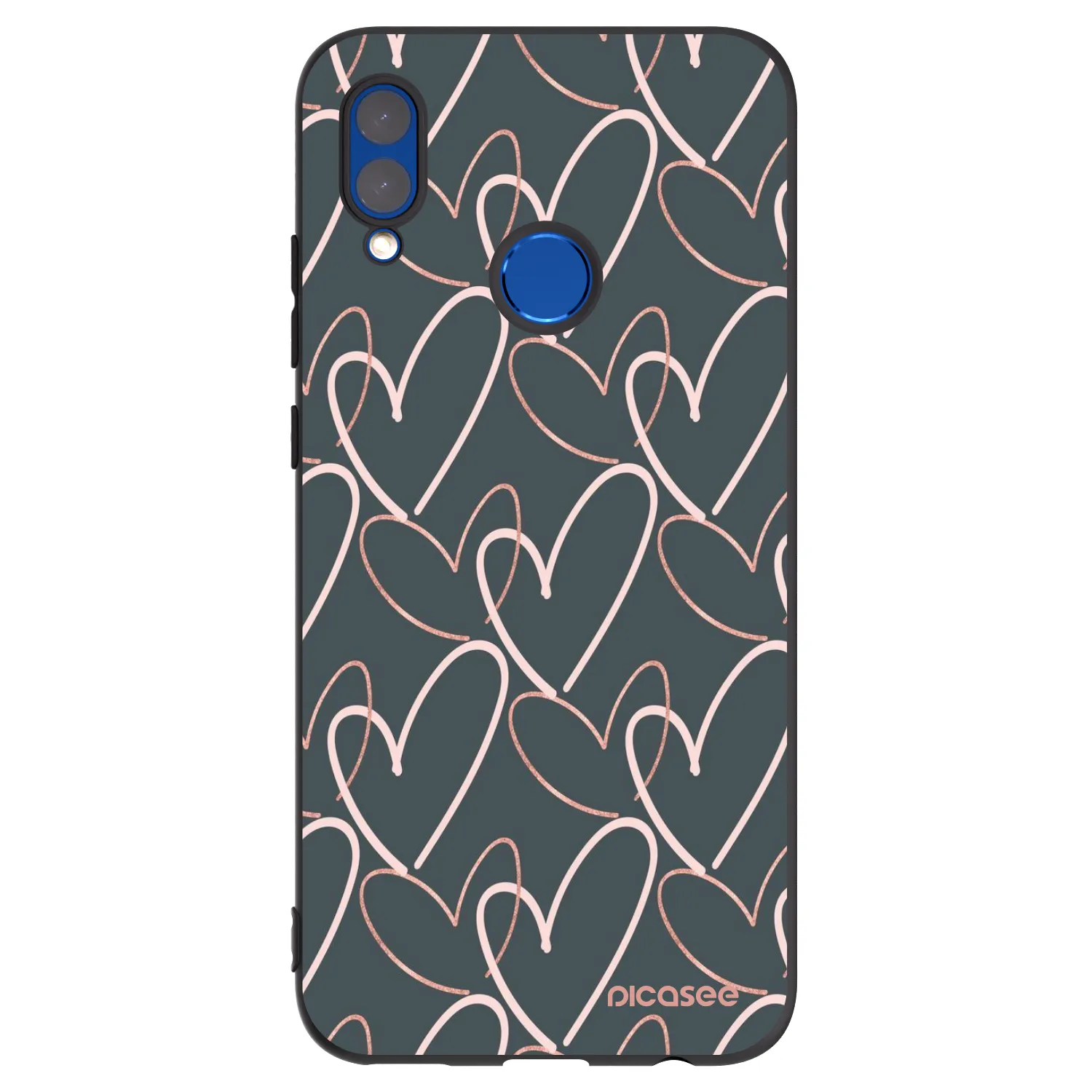 Picasee silikonowe czarne etui na Honor 10 Lite - Lots of love