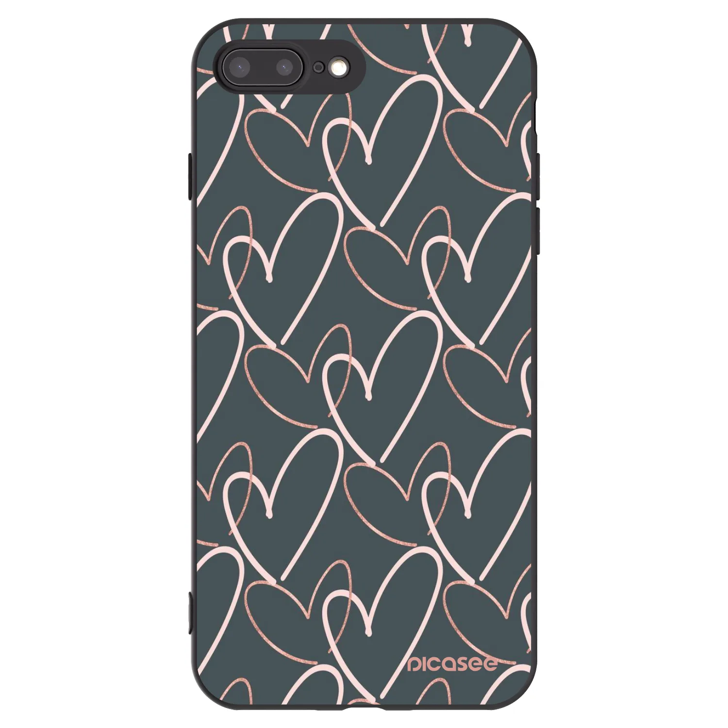 Picasee silikonowe czarne etui na Apple iPhone 8 Plus - Lots of love