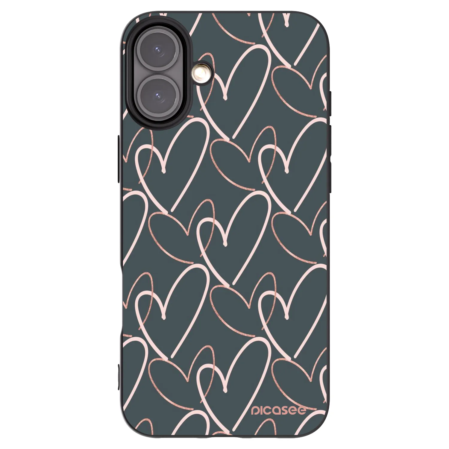 Picasee silikonowe czarne etui na Apple iPhone 16 Plus - Lots of love