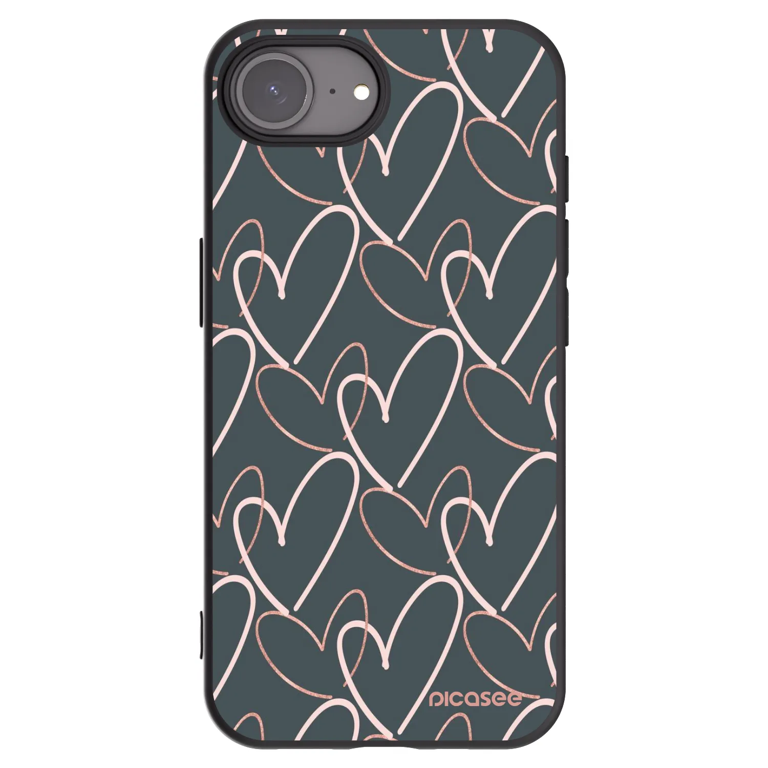 Picasee silikonowe czarne etui na Apple iPhone 16e - Lots of love