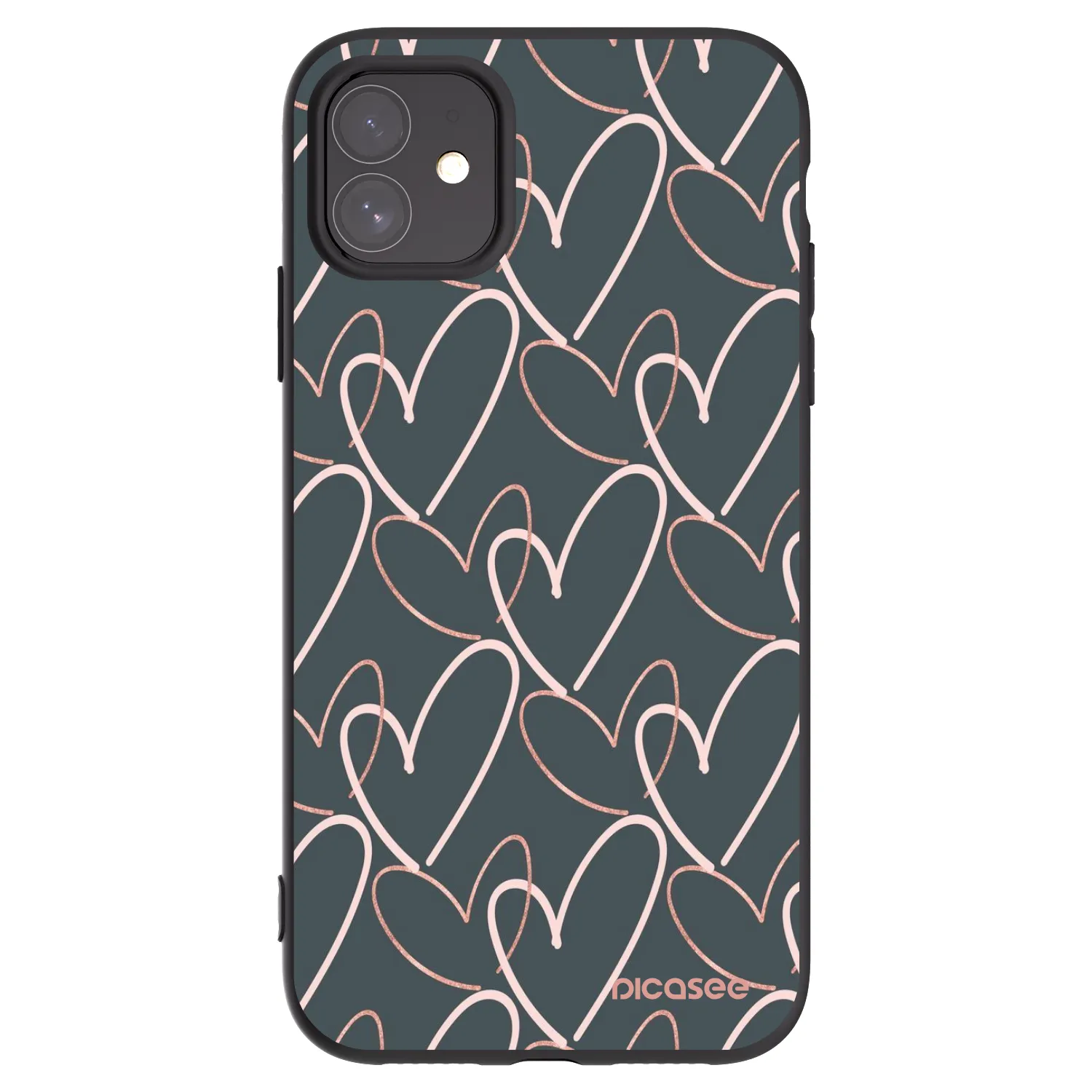 Picasee silikonowe czarne etui na Apple iPhone 11 - Lots of love