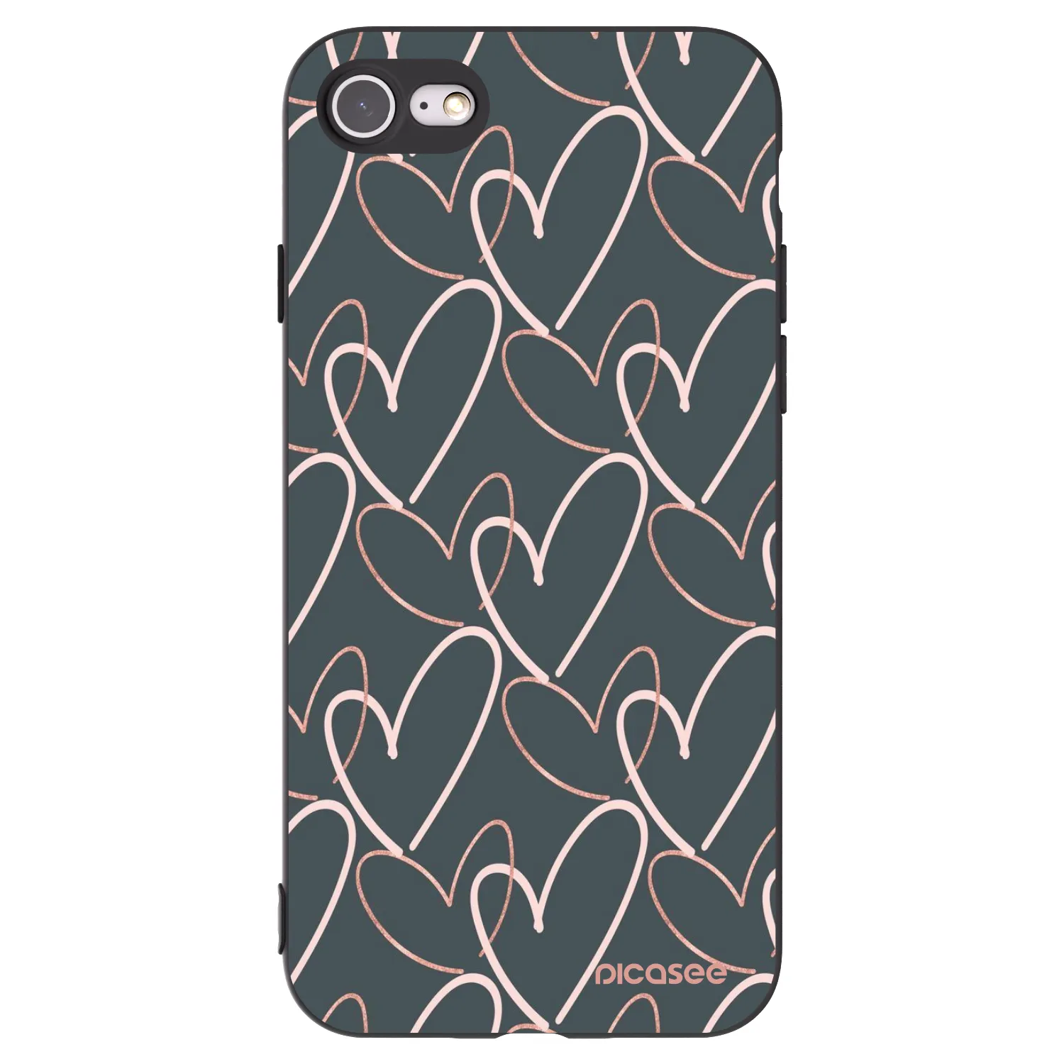 Picasee silikonowe czarne etui na Apple iPhone SE 2020 - Lots of love
