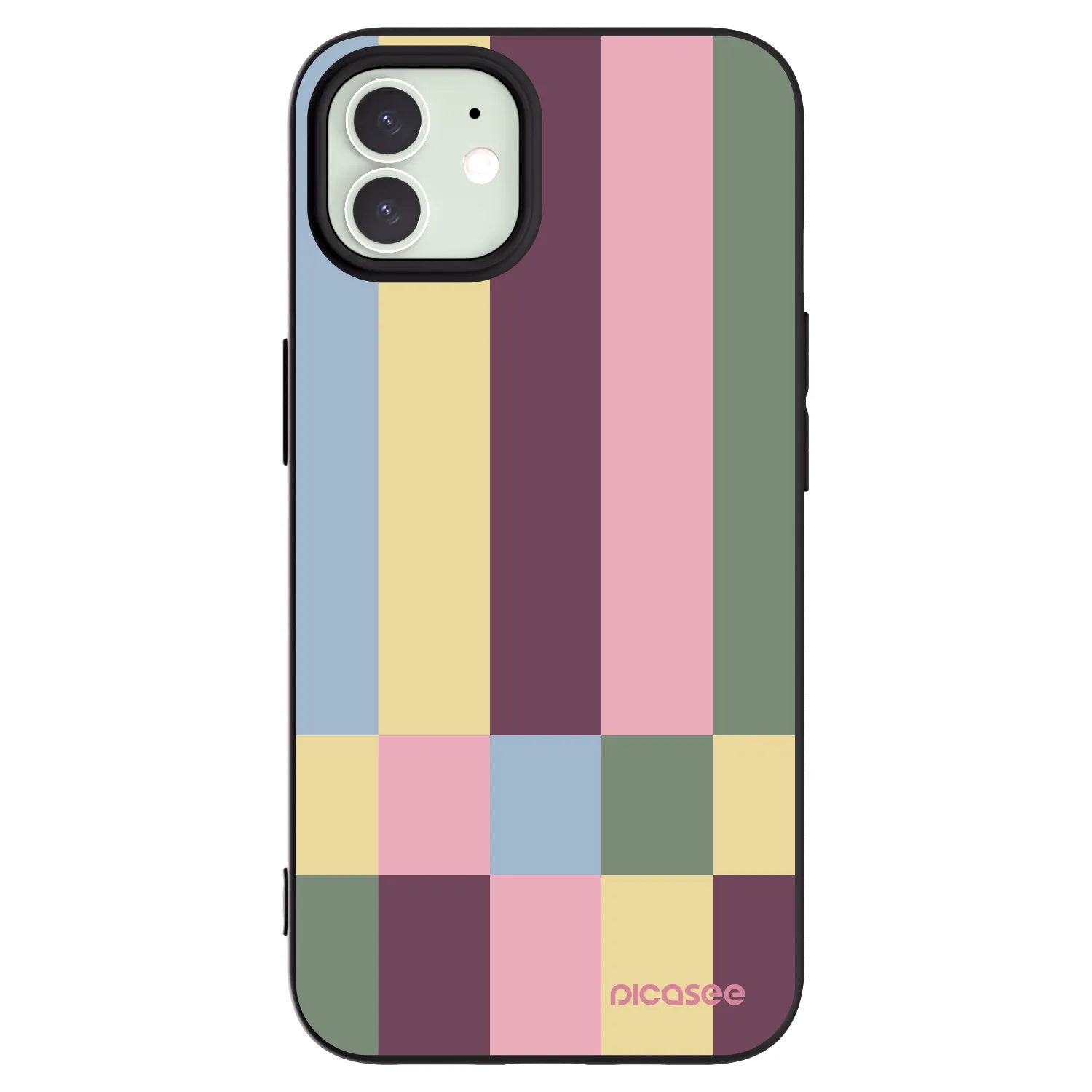 Picasee silikonowe czarne etui na Apple iPhone 12 - Lobby tiles
