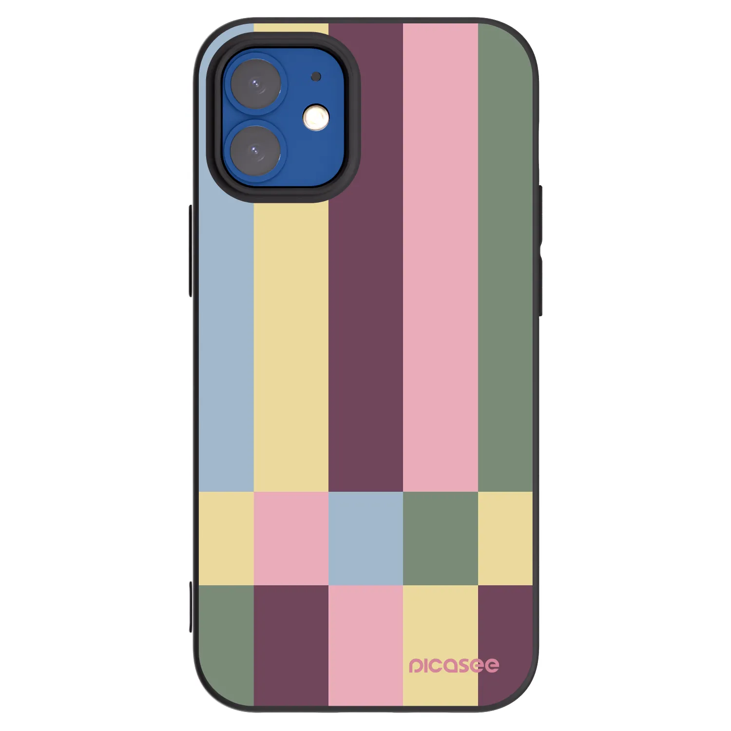 Picasee silikonowe czarne etui na Apple iPhone 12 mini - Lobby tiles