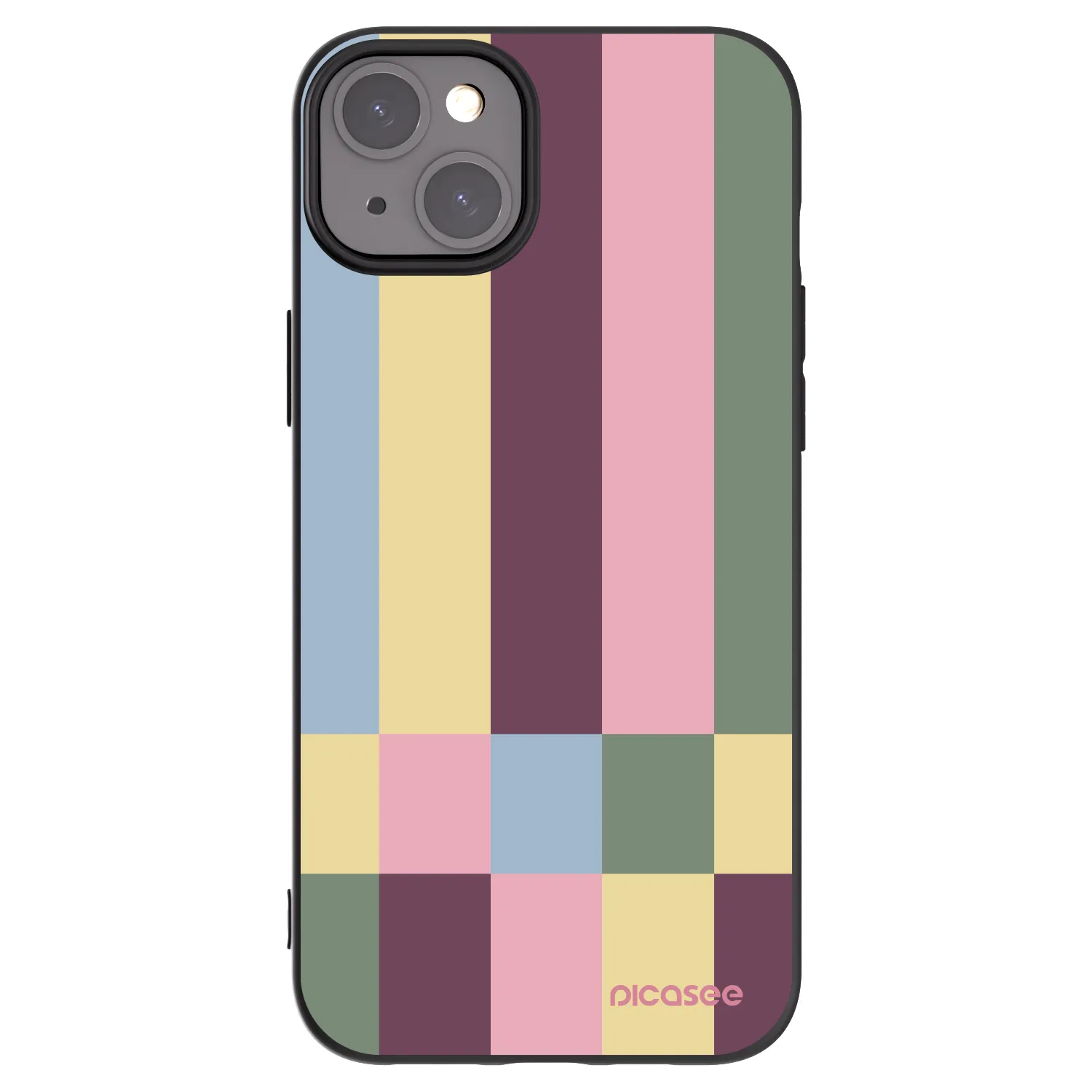 Picasee silikonowe czarne etui na Apple iPhone 15 Plus - Lobby tiles