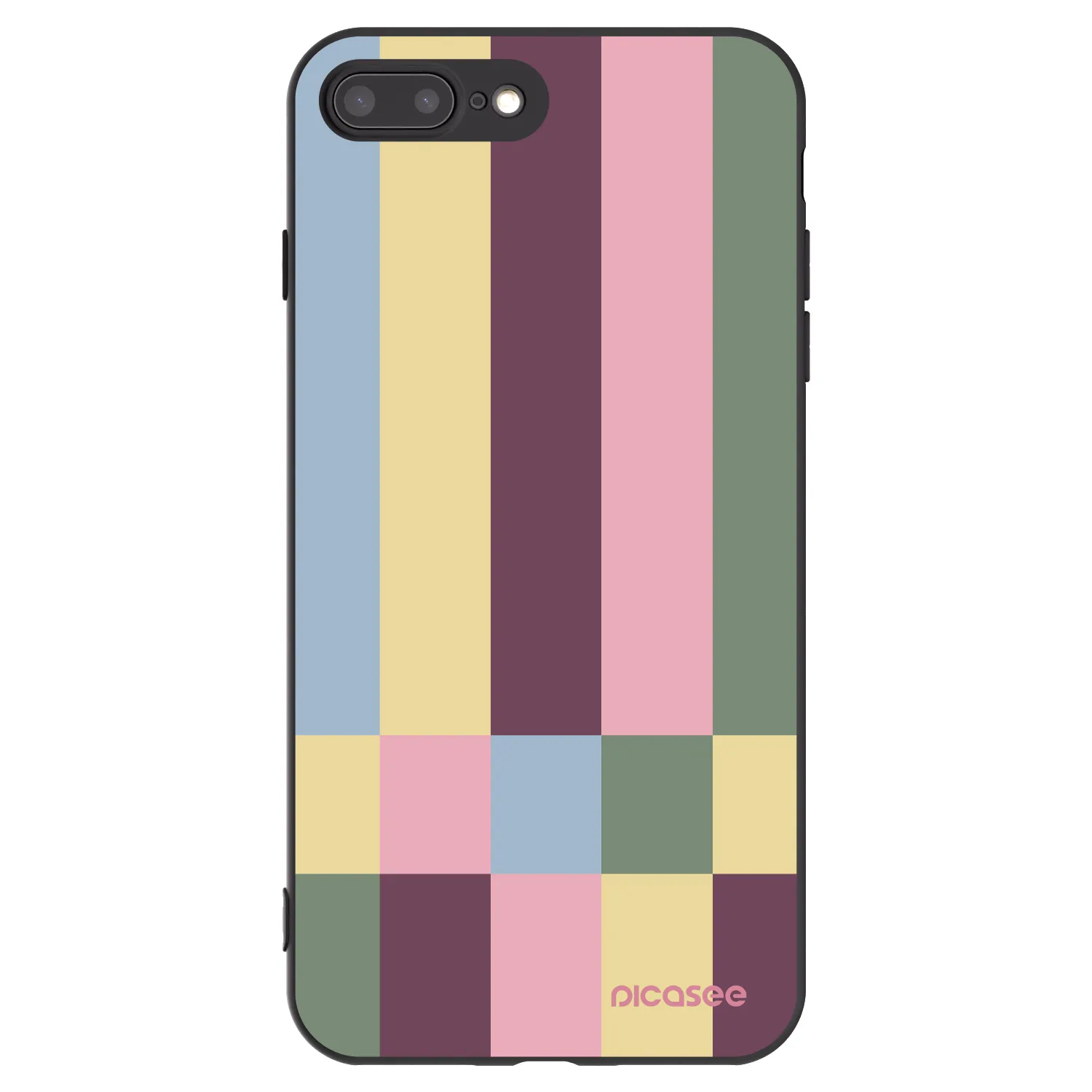 Picasee silikonowe czarne etui na Apple iPhone 8 Plus - Lobby tiles