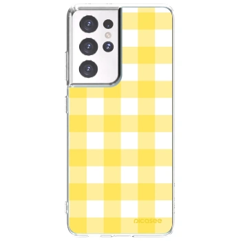 Picasee silikonowe przeźroczyste etui na Samsung Galaxy S21 Ultra 5G G998B - Gride lemon