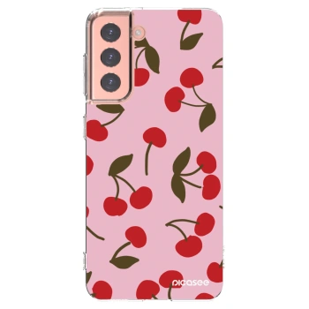 Picasee silikonowe przeźroczyste etui na Samsung Galaxy S21 5G G991B - Cherry