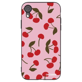 Picasee silikonowe czarne etui na Apple iPhone XR - Cherry