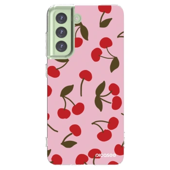 Picasee silikonowe przeźroczyste etui na Samsung Galaxy S21 FE 5G - Cherry