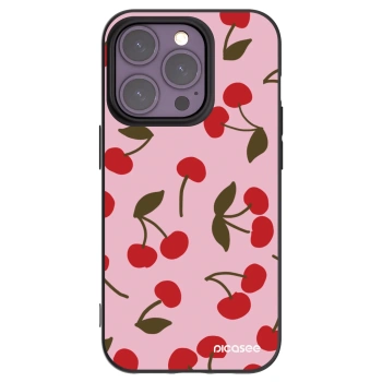 Picasee silikonowe czarne etui na Apple iPhone 14 Pro - Cherry
