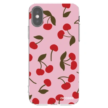 Picasee silikonowe przeźroczyste etui na Apple iPhone X/XS - Cherry