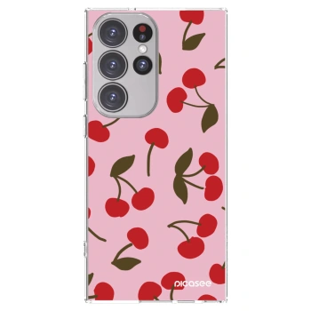 Picasee silikonowe przeźroczyste etui na Samsung Galaxy S23 Ultra 5G - Cherry
