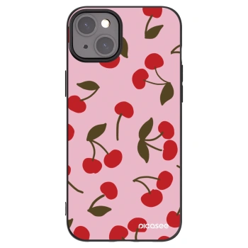 Picasee silikonowe czarne etui na Apple iPhone 15 Plus - Cherry