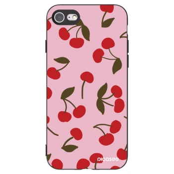 Picasee silikonowe czarne etui na Apple iPhone 8 - Cherry