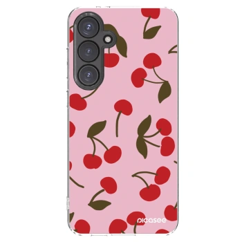 Picasee silikonowe przeźroczyste etui na Samsung Galaxy S24 FE S721B - Cherry