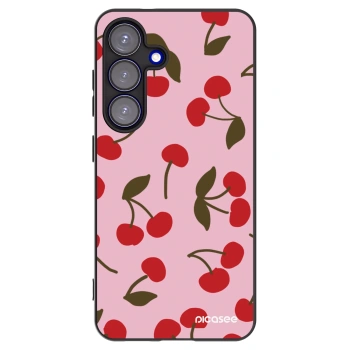 Picasee silikonowe czarne etui na Samsung Galaxy S25 5G - Cherry