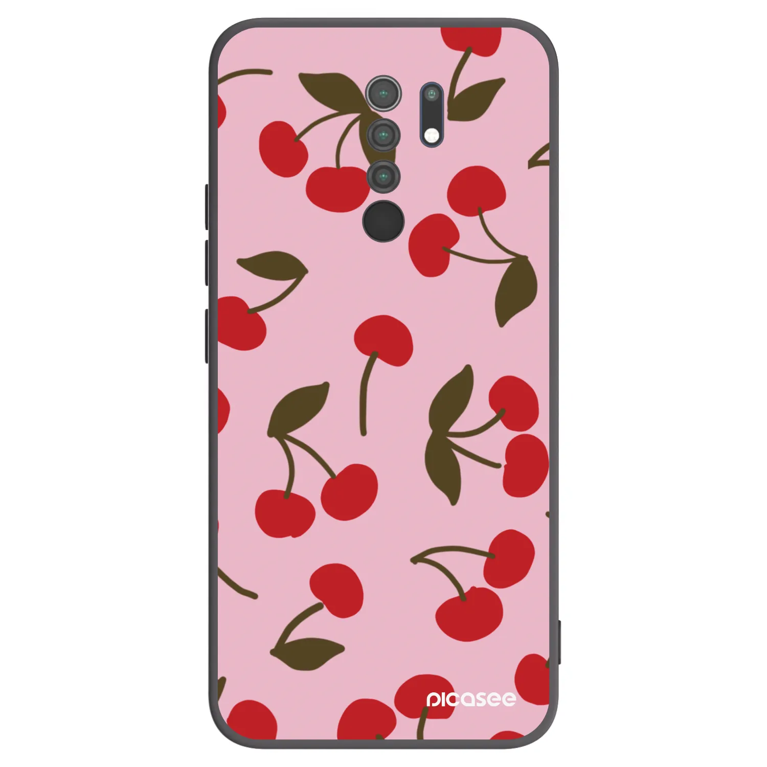 Picasee silikonowe czarne etui na Xiaomi Redmi 9 - Cherry