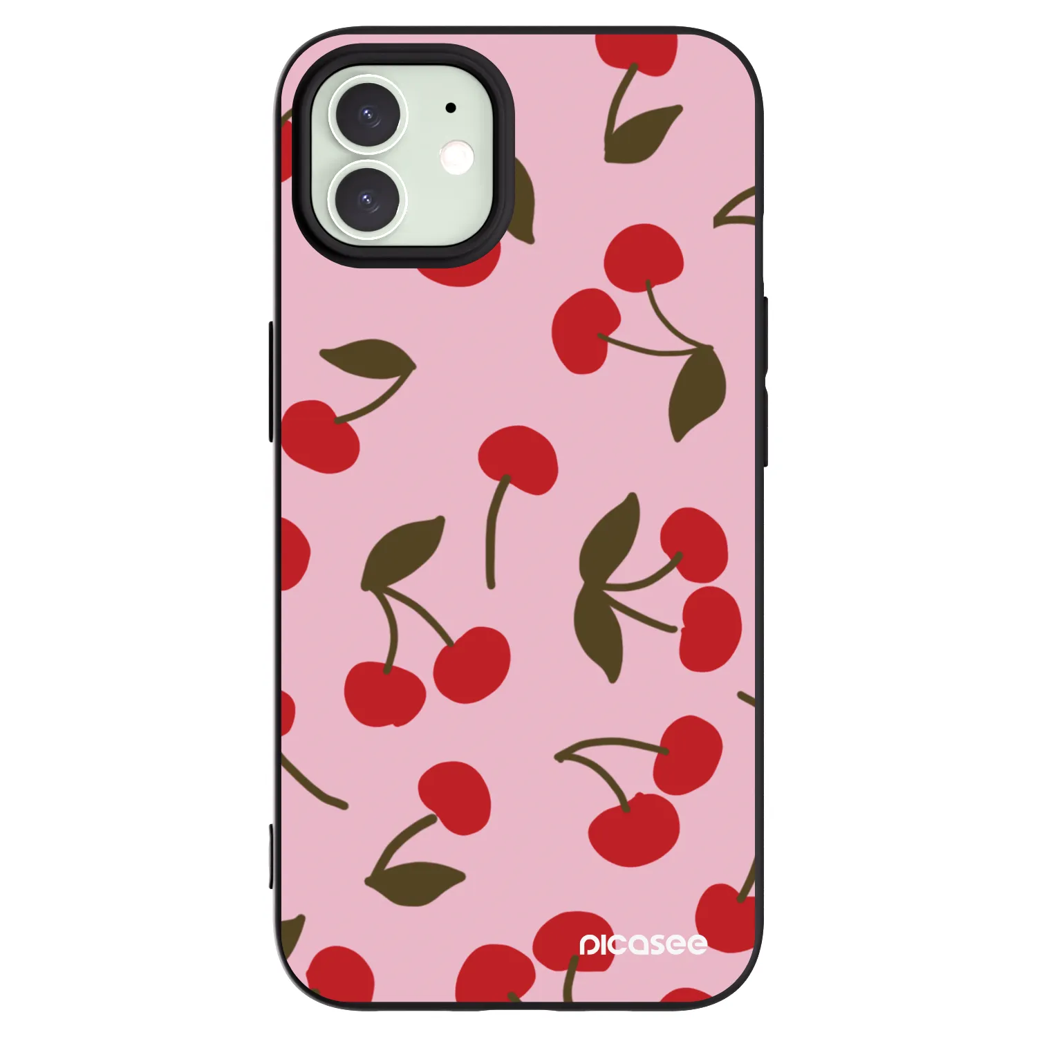 Picasee silikonowe czarne etui na Apple iPhone 12 - Cherry
