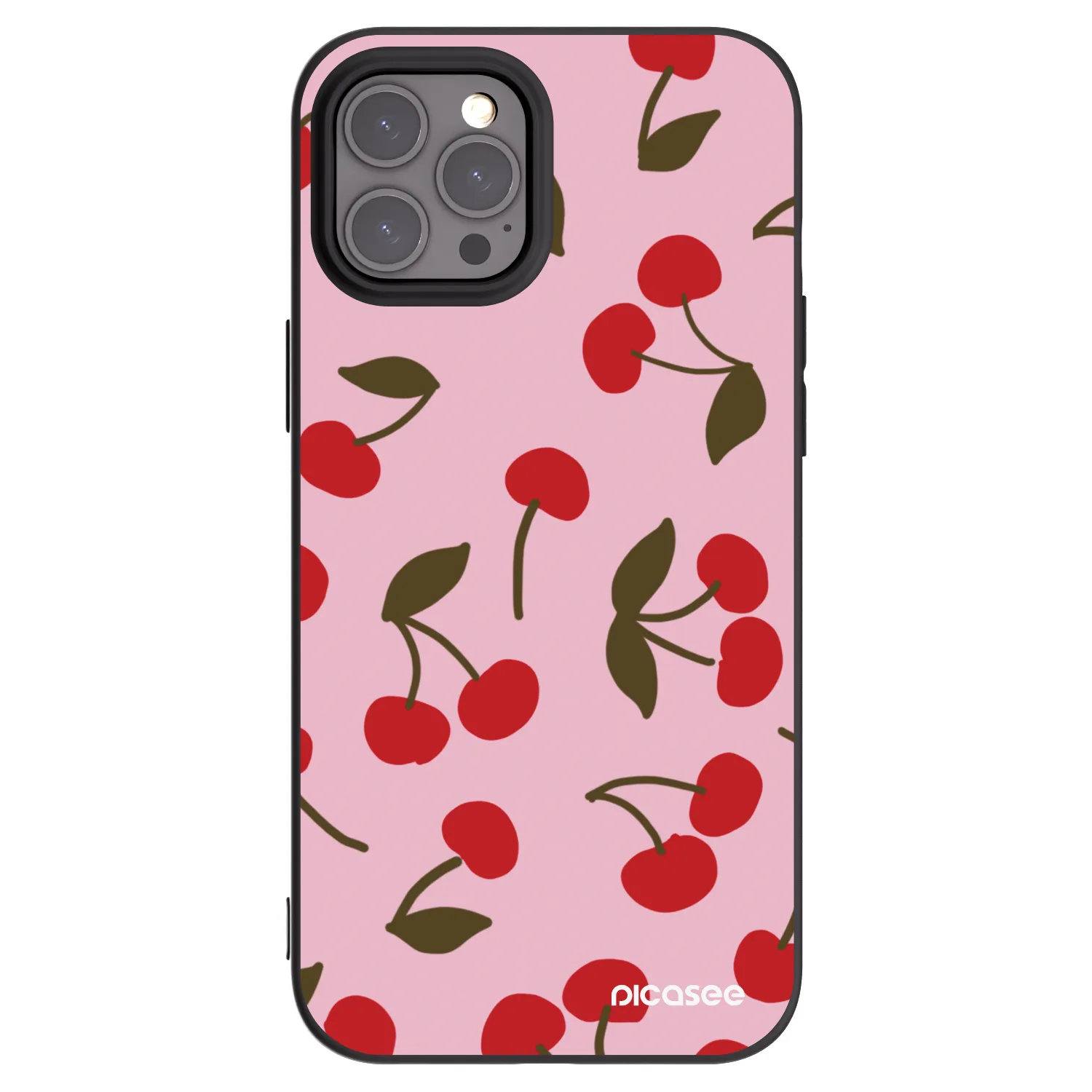 Picasee silikonowe czarne etui na Apple iPhone 12 Pro Max - Cherry