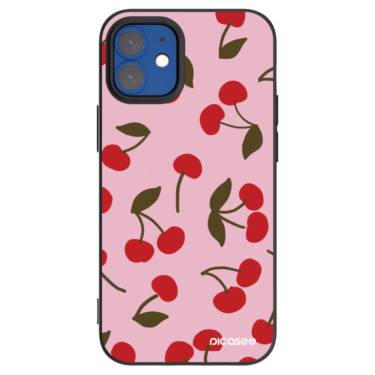 Picasee silikonowe czarne etui na Apple iPhone 12 mini - Cherry